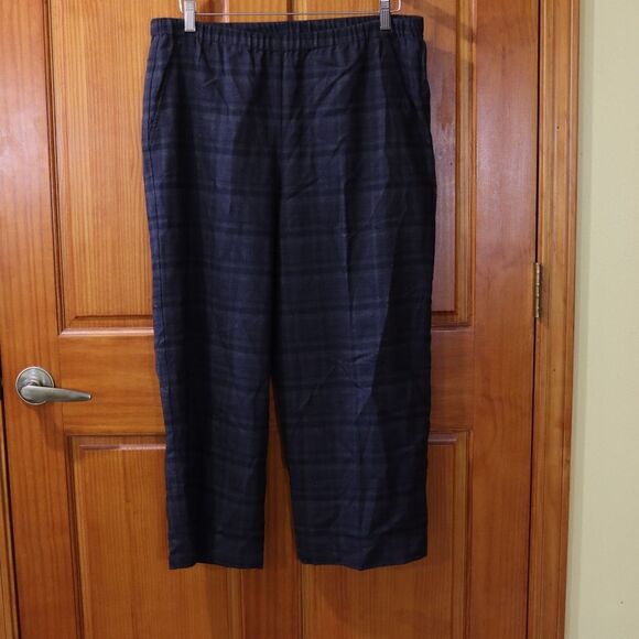 Eileen Fisher Plaid Pull On Wool Pants Medium - Picture 2 of 12